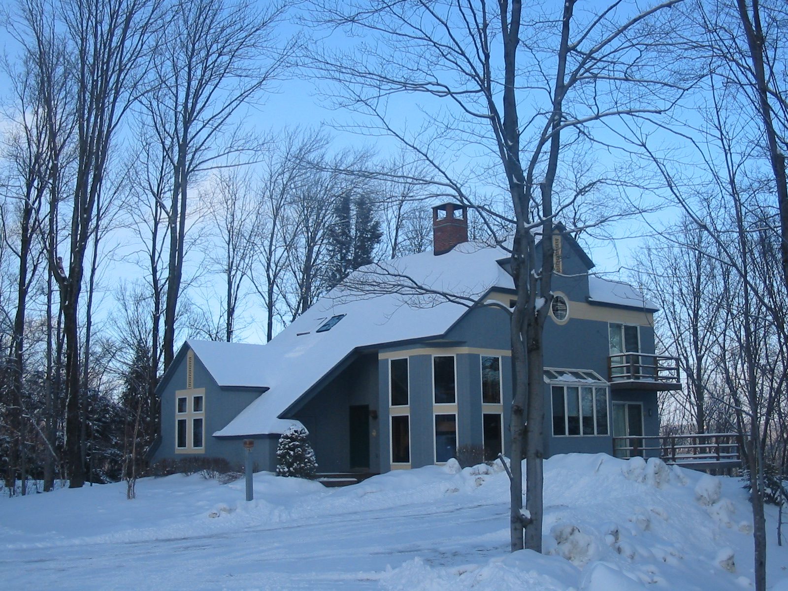 Winter scene with snowy house