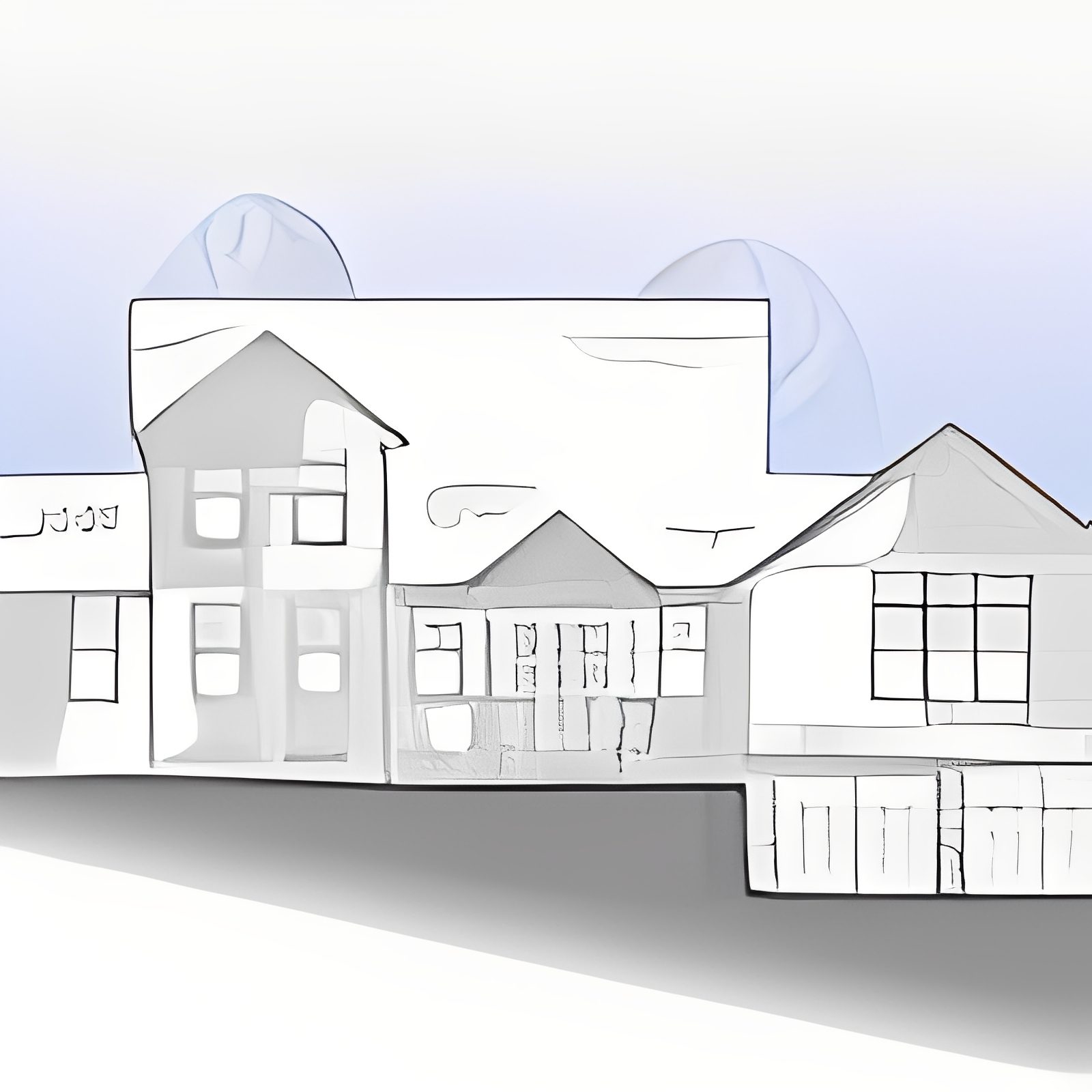 Sketch of a suburban house